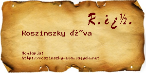 Roszinszky Éva névjegykártya